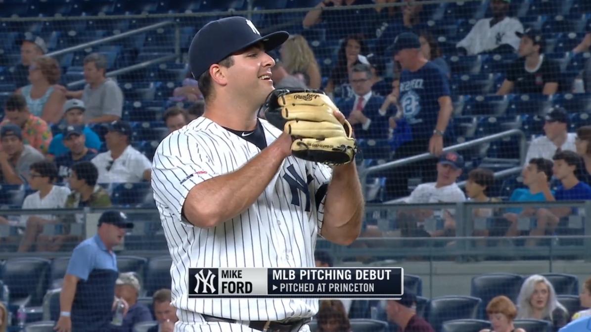 Mike Ford Pitches 2 Innings Aug 15, 2019 Yankees vs Cleveland